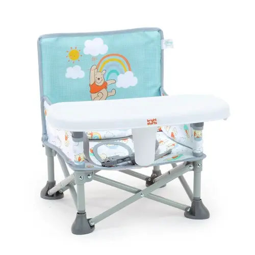 Bright Starts Disney Winnie The Pooh Pop 'N Sit Portable Booster, Indoor/Outdoor Use, Floor Seat with Feeding Tray, 6 Mos - 3 Yrs
