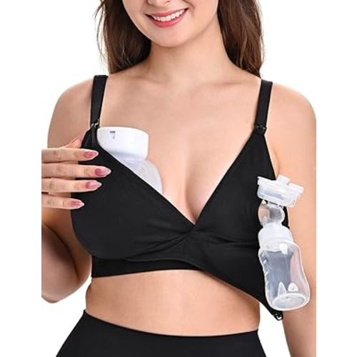 4-in-1 Hands Free Pumping Bra & Nursing Bra,Comfortable Maternity Bra for Pregnancy and Breastfeeding