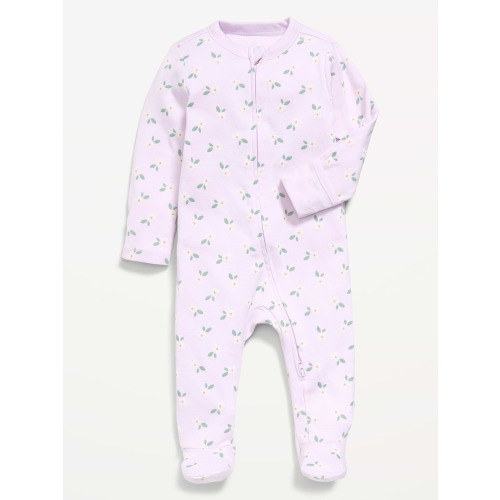 Ruffle-Trim 2-Way-Zip Sleep & Play Footed One-Piece for Baby