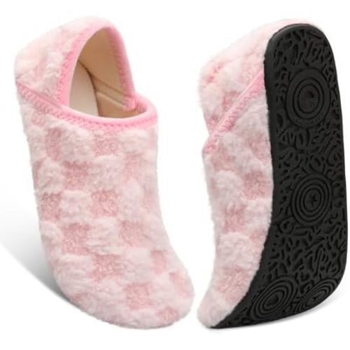 Fires Womens Mens Slippers with Rubber Sole Soft-Lightweight House Slipper Socks Around House Shoes Non Slip Indoor/Outdoor