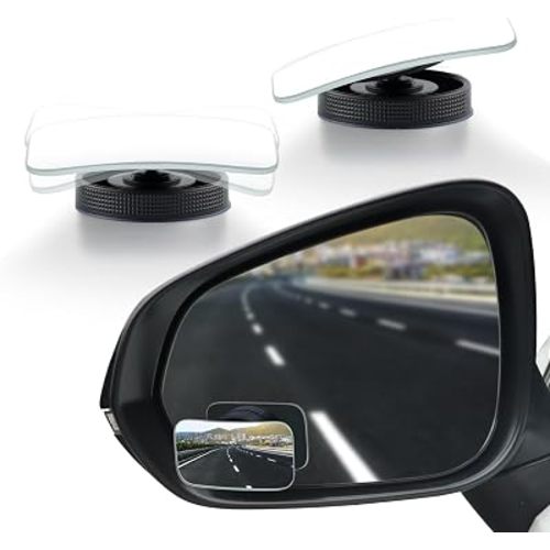 Blind Spot Car Mirror, Rectangular HD Glass Frameless Convex Side Mirror Blindspot, Reusable 360° Wide Angle Rear View Car Mirrors with Powerful Adjustable Suction Cup - Exterior Mirrors