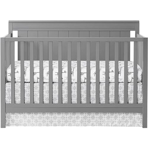 Oxford Baby Lazio 4-in-1 Convertible Crib, Dove Gray, GreenGuard Gold Certified