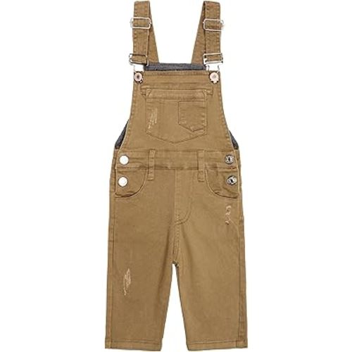 KIDSCOOL SPACE Baby Little Girls Canvas Overalls,Toddler Boys Ripped Holes Casual Workwear