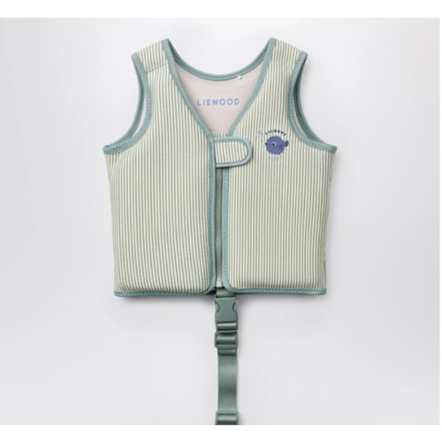 Dove swim vest in seersucker fabric
