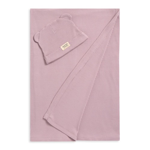 Rib Swaddle Blanket & Hat Set