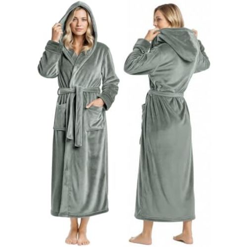 Premium Ultra Soft Robes for Women with Hood Plush Fleece Long Bathrobe