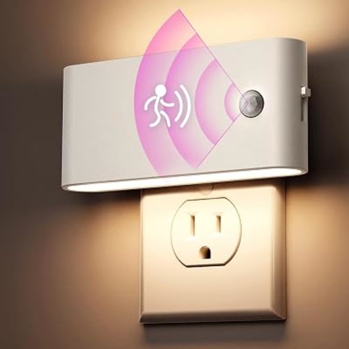 Briignite Motion Sensor Night Light, 2 Packs LED Night Lights Plug into Wall, 0-100LM Dimmable Night Light with Dusk to Dawn Sensor, 3000K Warm White Nightlight for Bedroom Hallway Nursery