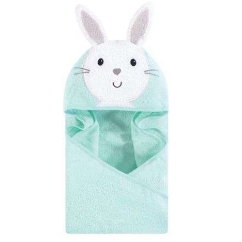 Hudson Baby Infant Cotton Animal Hooded Towel, Mint Bunny, One Size