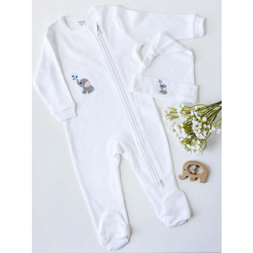 Baby Footie in Combed Cotton Embroidered | Over The Moon