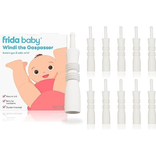 Frida Baby Windi Gas Passer, Baby Gas Relief, Made in USA, 100% Natural, Safe & Effective Instant Constipation Relief for Babies & Infants, 10ct