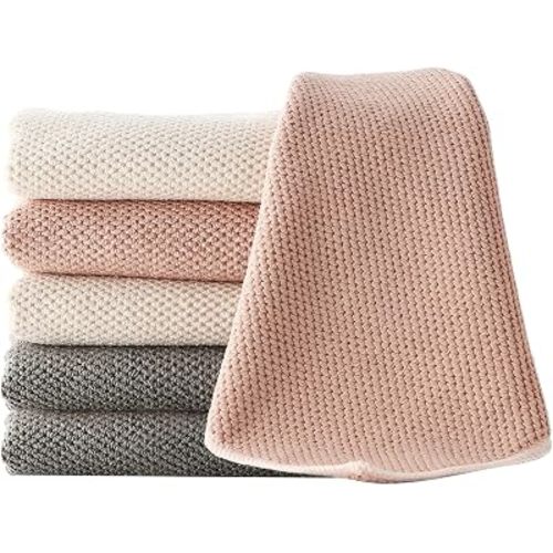Barista Towel 6 Pack, Extra Thick Microfiber Coffee Cleaning Cloths, Espresso Machine Accessories for Coffee Bar, Steam Wand, Countertop, Milk Frother, 12”x12”