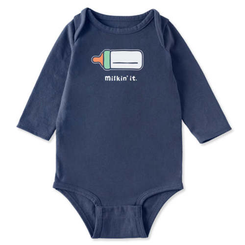 Baby Milkin It Long Sleeve Crusher Bodysuit