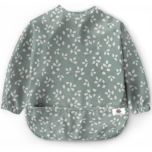 Bubba Bear Baby Bib with Sleeves, Long Sleeve Toddler Feeding Apron Bibs for Eating & Lead Weaning, Mess Proof Full Sleeved