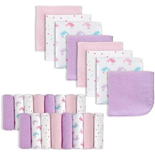 softan Baby Washcloths, 24Pack Baby Wash Cloths Extra Soft & Ultra Absorbent, Baby Towels and Washcloths Face Towel Unisex for Boys Girls Body, Washclothes Gentle on Sensitive Skin, 9x9 Pink Whale