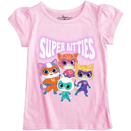 Disney Juniors Super Kitties Girls Short Sleeve T-Shirt-Ginny, Sparks, Bitsy, Buddy