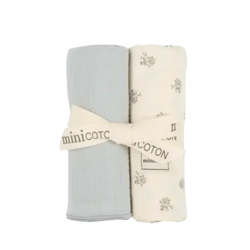 Minicoton Muslin Cloths - Blossom Blue + Nube