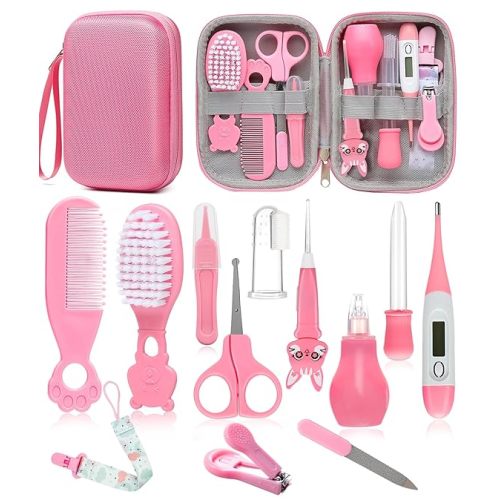 Baby Healthcare and Grooming Kit, Safety Newborn Nursery Baby Care Kit, with Hair Brush Comb, Nail Clipper, Thermometer, Pacifier Clip, Baby Registry Search, Baby Girl Boy Newborn Essentials