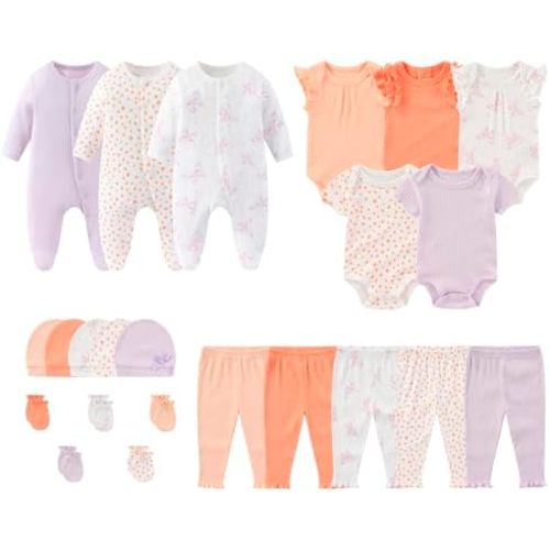 Newborn Layette Gift Set 23-Piece Baby Bodysuits Infant Outfits Essentials and Accessories 0-12 Months