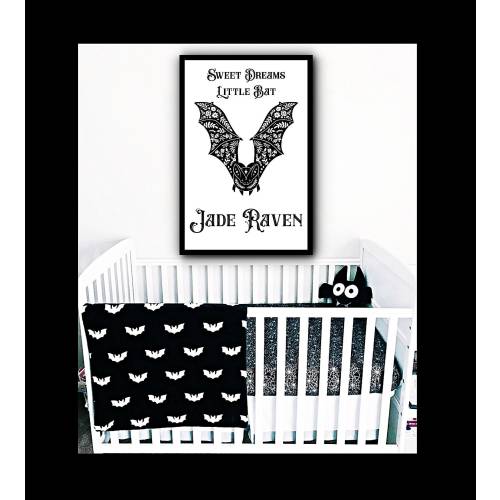 Personalized Nursery Decor, Personalized Baby Shower Gift, Personalized Gothic Decor, Custom Bat Print, Custom Gothic Artwork, Custom Gift