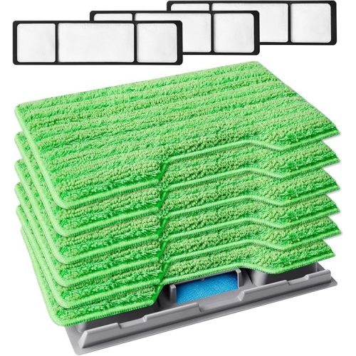 KEEPOW Reusable Mop Replacement Pads Compatible with Shark Vac Mop VM252 VM200 VC205 VM250 VM180 VM401 QM250 VM190, Washable Vacuum Mop Pad Refills, Upgraded Design of Dirt Chamber (1+3+6 Pads)