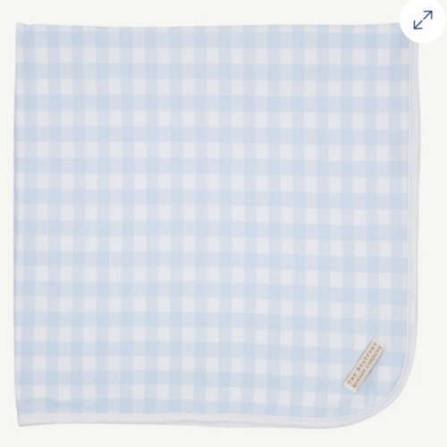 Baby Buggy Blanket - Buckhead Blue Gingham with Worth Avenue White