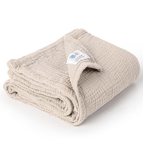lulumoon Baby Blanket for Newborns: Muslin Swaddle for Receiving Neutral - Crib Quilt for Travel Boy & Girls 36"x40"(Ivory)