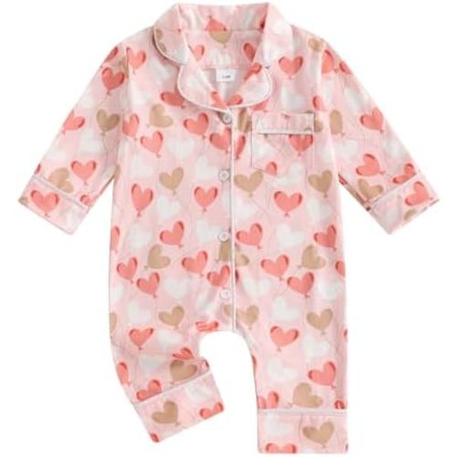 Balaflyie Baby Girl Button Down Pajamas Romper One-Piece Jumpsuit Long Sleeve Sleeper Infant Sleepwear