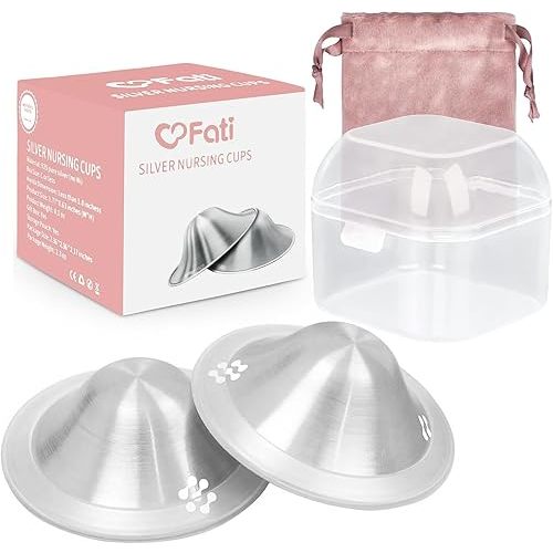 The Original Silver Nursing Cups, Nipple Covers for Breastfeeding, Nipple Shields for Nursing Newborn, Breastfeeding Essentials Silver Nipple Guards