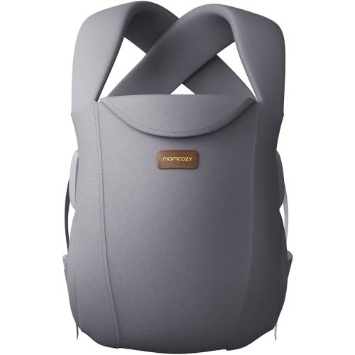 Momcozy Newborn Carrier WeeSnug- Lightweight and Cozy Comfort for 7-25 lbs, Ergonomic Cross-Back Support, Effortless to Put On, Hands-Free Baby Carrier with Lumbar Support, Gray