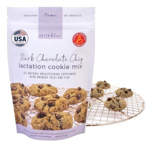 MilkBliss Dark Chocolate Chip Lactation Cookie Mix- Oatmeal Breastfeeding Cookie Supplement Support for Milk Supply Increase 15 oz