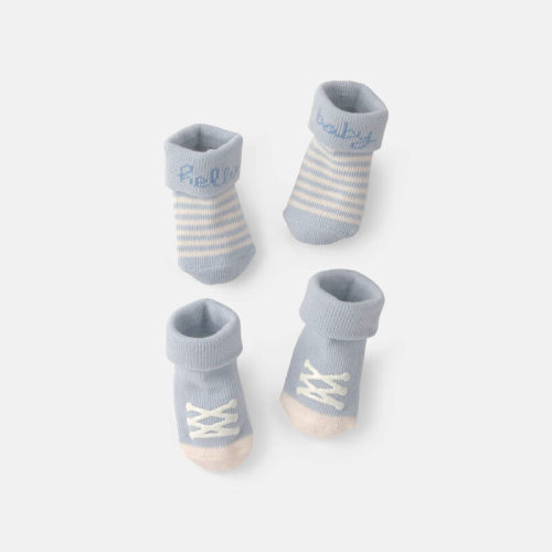 Baby Boy 2-Pack 'Hello Baby' Foldover Booties - Blue | Carter’s Oshkosh Canada