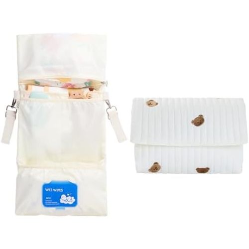 GOBABYMART Small Diaper Bag Tote, Maternity Baby Bag with Insulated Bottle Pockets & Stroller Straps, Diaper Bag for Moms