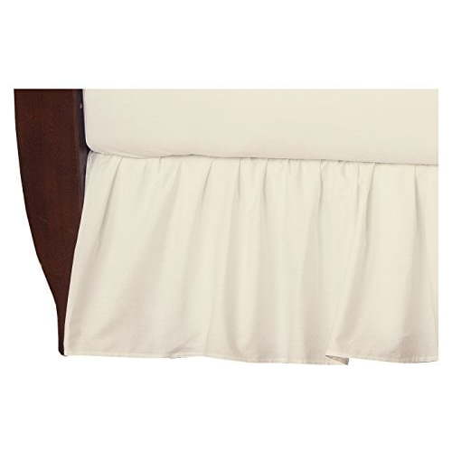 100% Natural Cotton Percale Ruffled Crib Skirt, Cream, 52"L x 28"W + 13.5"