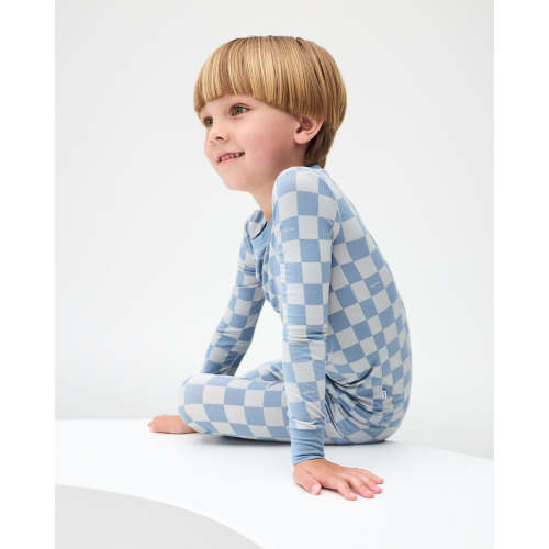 Dusk Blue Checks Two-Piece Pajama Set