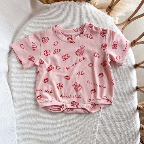 'Brunch Club' Slouch Romper - Pink & Red – Blossom and Pear