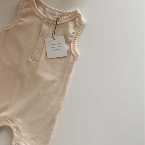 Sleeveless Baby Romper – Made with Organic Cotton – Vanilla | Little Alii