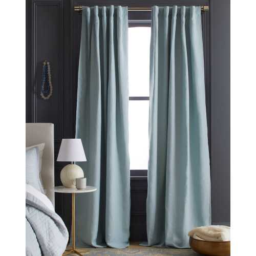 European Linen Room Darkening Curtain in Light Blue (48x84)