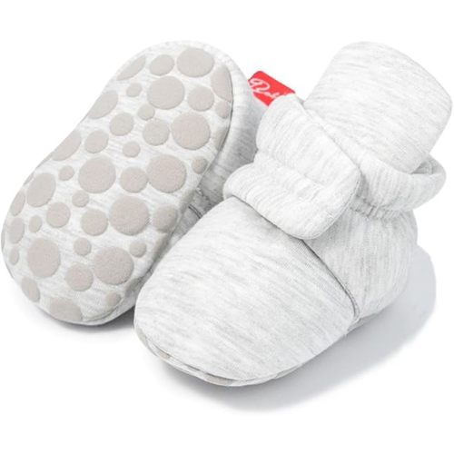 Sawimlgy Newborn Infant Baby Girl Boy Cotton Booties Stay On Sock Slippers Soft Bedroom Shoes Non-Skid Ankle Boots With Grippers Toddler Crib Warm Shoe First Walker Birthday Shower