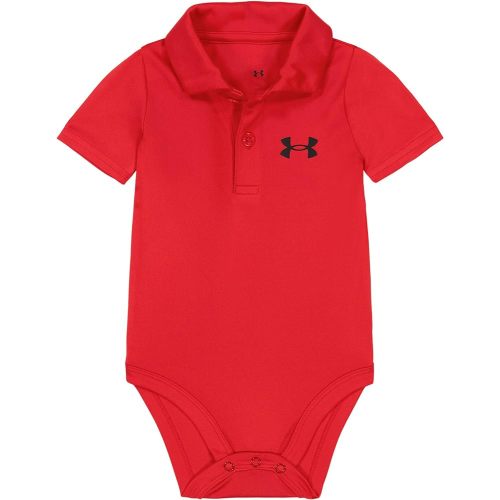 Under Armour Baby Boys' Bodysuit Logo Polo, Short and Long Sleeve, Red UA, 3/6M
