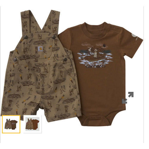 Boys' 2-Piece Short Sleeve Bodysuit & Canvas Printed Shortall Set (Baby) | T-Shirts Under $35 | Carhartt