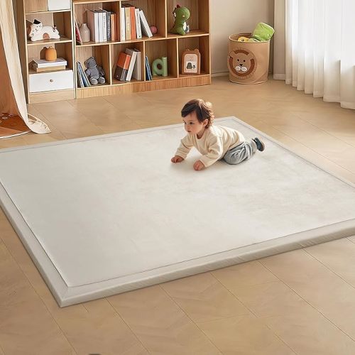 MABOZOO Extra Thick 1.3 Inch Baby Play Mat, 74 * 50 Inch Baby Floor Mat Memory Foam Playpen Pad for Babies, Toddlers, Infants, Playmat Crawling Cushion Activity Playmat for Indoor & Outdoor