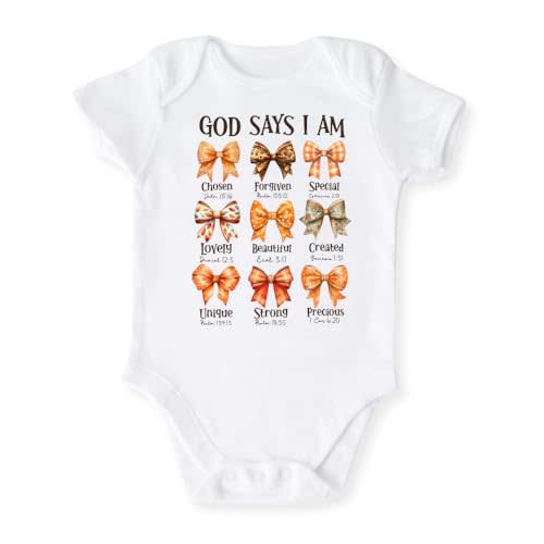 MangoHouse God Says I am Cute Baby Bodysuit, Kids & Toddler T-Shirt – Cute Fall Outfit for Girls Religious Tee