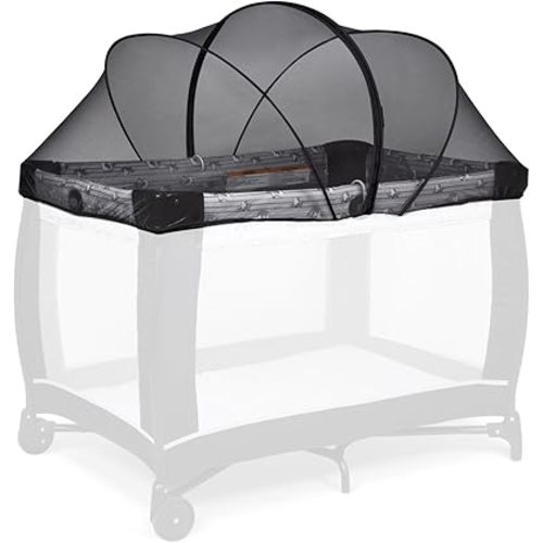 Beberoad Love Pack and Play Cover Playpen Mosquito Net Cover to Keep Cats Out Breathable Net Cover with 2-Way Zipper (Black)