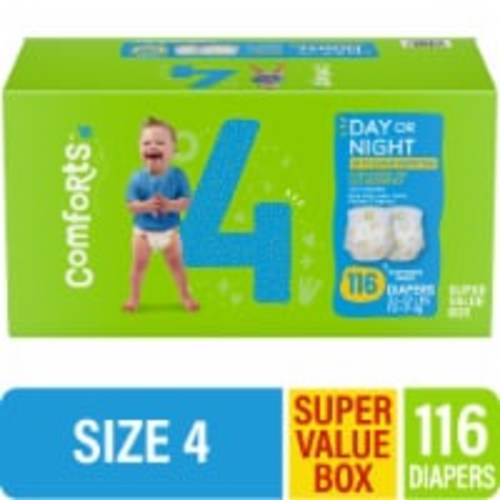 Comforts™ Day or Night Baby Diapers Size 4 (22-37 lbs) Super Value Box, 116 count