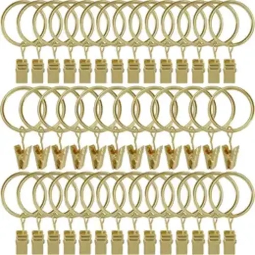 [Summervibes] 40/36 Pack Curtain Rings with Clips,Drapery Clips with Rings,Drapes Rings 1.26 in Interior Diameter,Fits up to 1 in Curtain Rod,Gold/Black Color,Hand Tools Kits - TikTok Shop