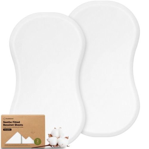 KeaBabies Organic Bassinet Sheet for Boys, Girls, 2-Pack Soft Soothe Bassinet Sheets for Halo BassiNest Swivel Sleeper, Hourglass 30x18 (Soft White)