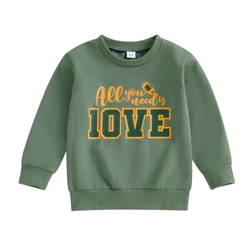 Gueuusu Unisex Baby Boy Girl Football Outfit All You Need is Love Sweatshirt Oversized Crewneck Funny Letters Pullover Hoodie