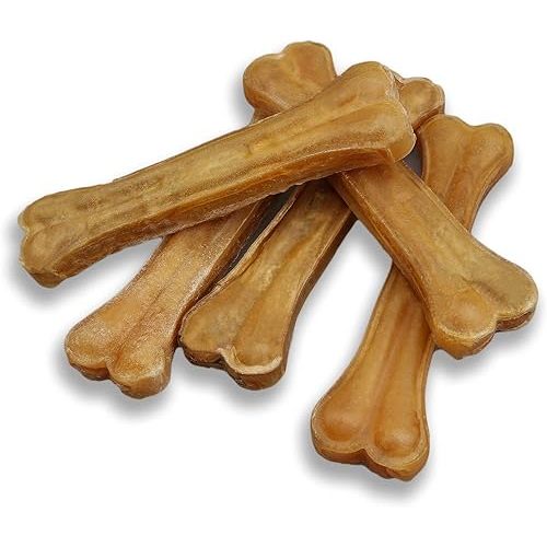 Dog Bones Long Lasting 5-Pack – Natural Compressed Rawhide Bones for Aggressive Chewers – Zero Flavors, Preservatives – Safe Dog Treats Ideal for All Breeds and Sizes (Medium ~ 6.5")