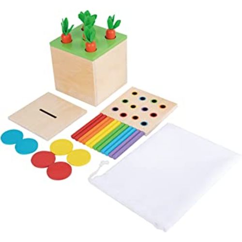 Amazon.com: Adena Montessori 3 in 1 Wooden Montessori Play Kit Baby Toys,Includes Matchstick Color Drop Game,Carrot Harvest Game and Coin Box,Learning Toy for Kid 1,2,3 Year Old,Girl Boy Gift for Baby 6-12 Month : Toys & Games