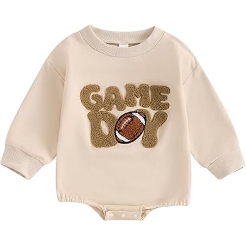 VISGOGO Newborn Infant Baby Boy Girls Oversized Romper Little Dude Sweater Onesie Coming Home Outfit Neutral Clothes